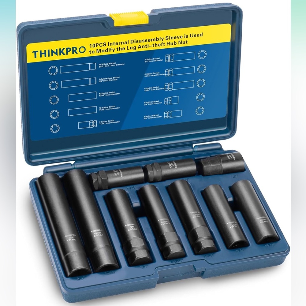 Spline Lug Nut Socket Set, 10 Piece aftermarket
